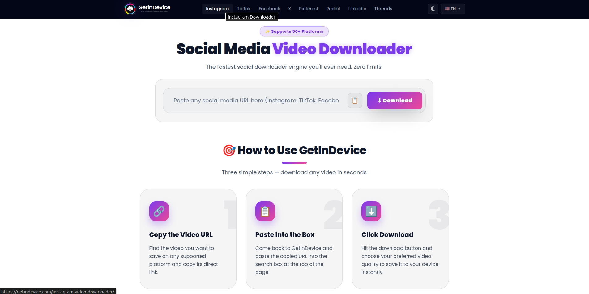 GetInDevice video downloader