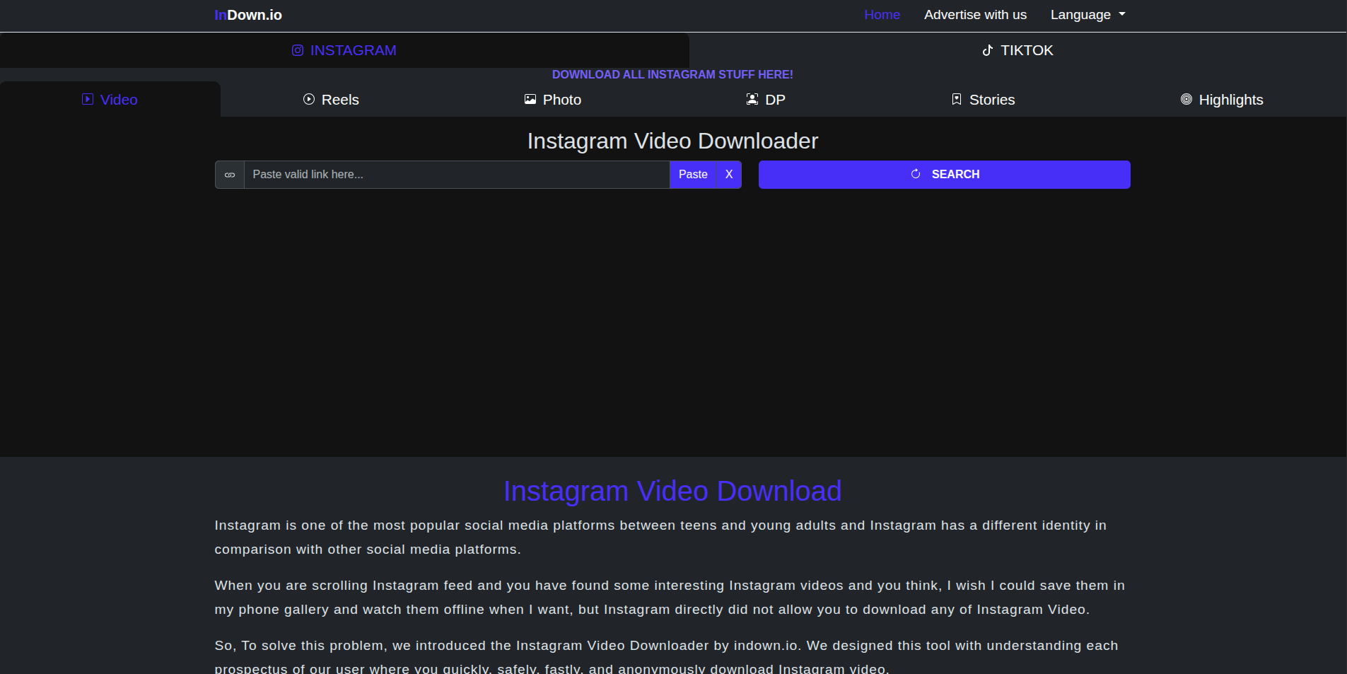 InDown.io video downloader