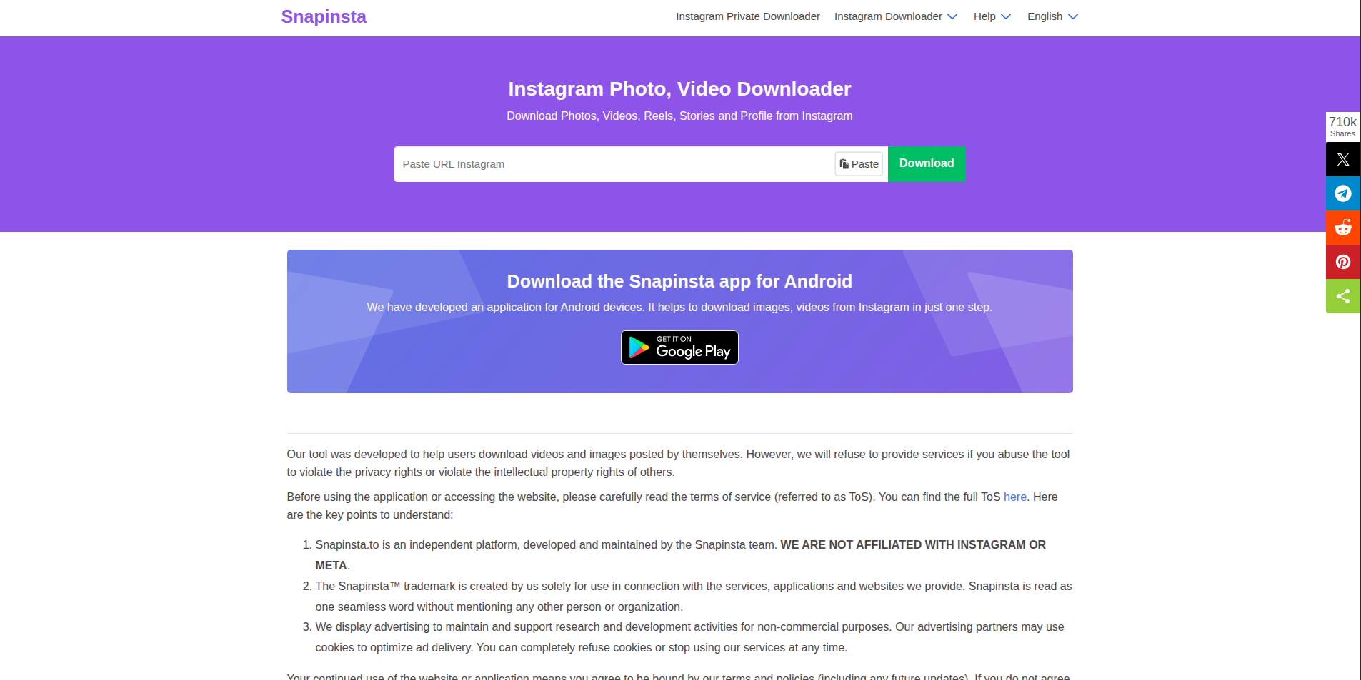 SnapInsta Instagram video downloader