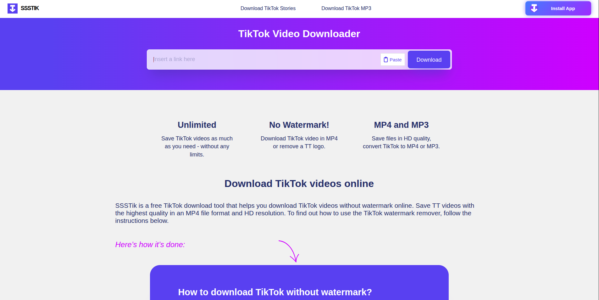 SSSTik.io TikTok video downloader